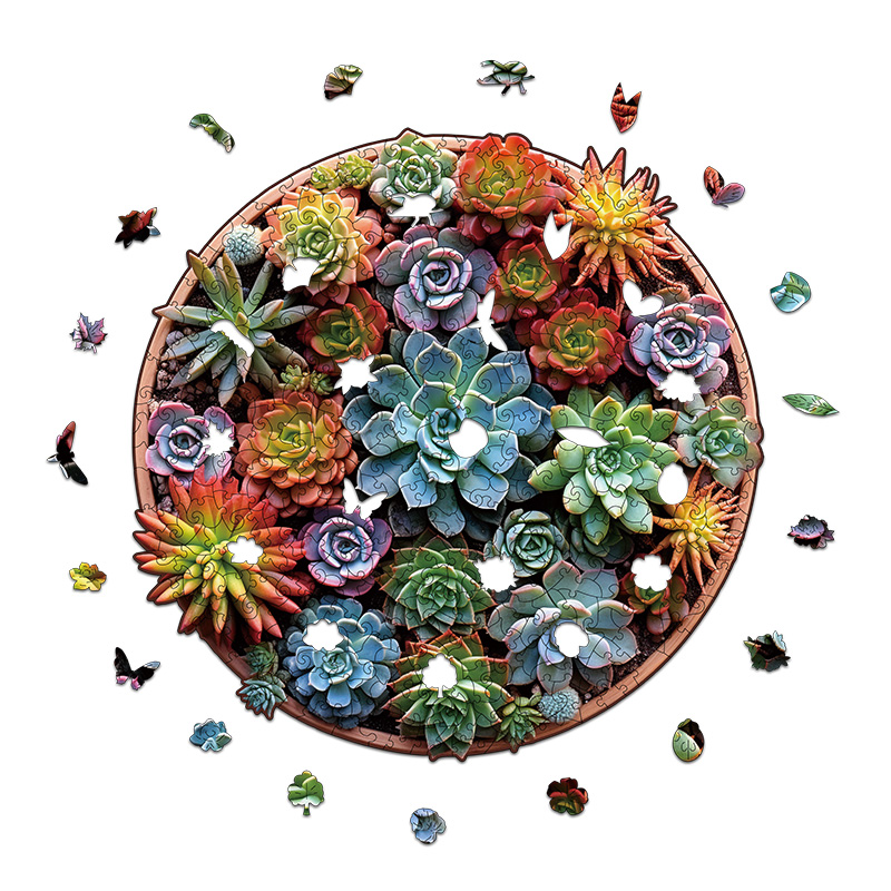 Eco-friendly Wooden Plant Toys Jigsaw Puzzle 500 Pieces UV Laser Printed butterfly Wooden Jigsaw Puzzle for Kids